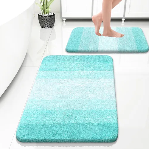 Miniatura 116 de OLANLY Juego de 2 alfombras de baño de microfibra suave y absorbente, antideslizantes, se pueden lavar y secar a máquina, alfombras de baño peludas