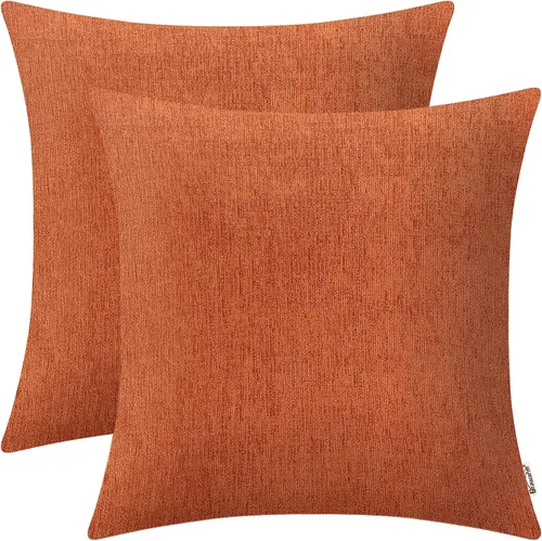 Miniatura 10 de BRAWARM Fundas de almohada 40x40 cm - Paquete de 2 fundas de almohada de chenilla negra, fundas de almohada de chenilla suave teñida sólida