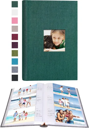 Miniatura 12 de Mublalbum Álbum de fotos de 4 x 6 pulgadas, 300 fotos, cubierta de lino con áreas de notas, libro de fotos para boda, familia, bebé y vacaciones