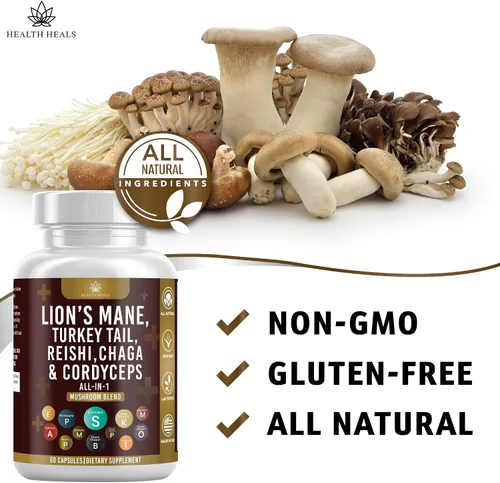 Miniatura 7 de Suplemento de hongos con cola de pavo 2000 mg Reishi 1000 mg Cordyceps Chaga 1000 mg con raíz de malvavisco - 180