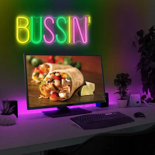Miniatura 3 de Lumoonosity Letrero de neón Bussin - Luces de neón LED de Meme Bussin para jugadores/streamers/influencers – Letras de neón LED modernas y geniales