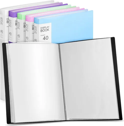 Miniatura 16 de Marspark - Carpeta de 4 piezas con fundas de plástico grande de 8.5" x 11", libro de presentación de 40 bolsillos con 80 páginas, carpeta