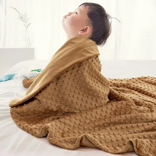Miniatura 2 de david's kids - Manta de microforro polar minky para niños y niñas, neutra con doble capa y puntos en relieve relajantes, manta ligera y suave