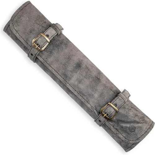 Miniatura 8 de Bolsa de rollo de cuchillos Cuero Genuino - Bolsa de cuchillos de chef 7 ranuras - Estuche de cuero para cuchillos Sam Marrón