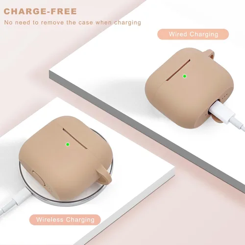 Miniatura 5 de KOUJAON Funda compatible con AirPods 4, funda protectora de silicona suave con llavero de pulsera, compatible con auriculares inalámbricos Apple Té