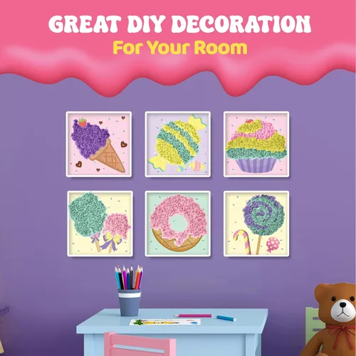 Miniatura 8 de jackinthebox Poke Poke Art para niños - Tema Candyland, Arte y Manualidades de tela sin desorden, Kits de prensado de flores, regalo para niños
