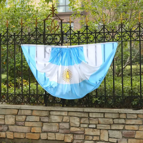 Miniatura 5 de Bandera de abanico plisada argentina de 3 x 6 pies, 2 banderas de abanico plisadas argentinas para interiores y exteriores, decoración de porche