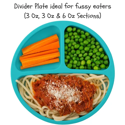 Miniatura 5 de EVLA'S Juego de alimentación para bebés, suministros de destete para bebés, baberos de silicona ajustables, plato dividido, cuenco de succión