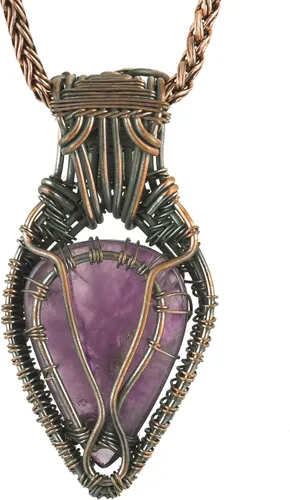 Miniatura 21 de Impresionante collar con colgante de árbol de la vida de cobre con piedras preciosas hechas a mano y cadena de 20 pulgadas, perfecto