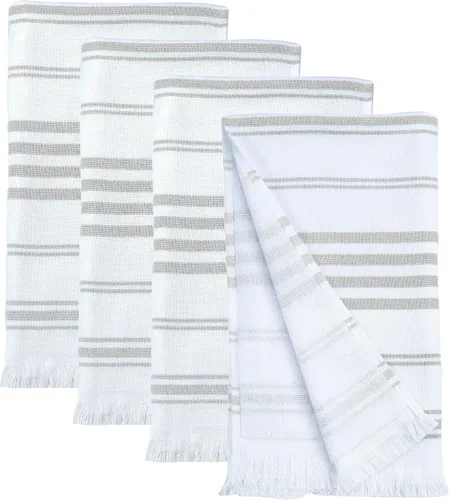 Ample Decor Toallas de mano de algodón de 16 x 28 pulgadas, estilo turco, de secado rápido, toallas multiusos de cocina y baño, certificado Gris