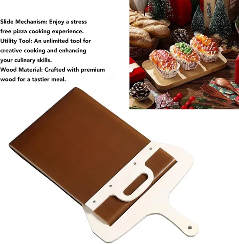 Miniatura 2 de Vikye Pala deslizante para pizza, pala de pizza con mango ligero, pala de madera, espátula de pala de agarre cómodo para hornear pizza casera cocina