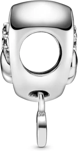 Miniatura 3 de PANDORA Estampado de pata brillante y dije de corazón, Metal, Circonita Cúbica