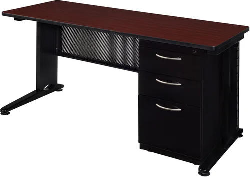 Miniatura 18 de Regency Fusion - Escritorio para profesores de 48 x 24 pulgadas con unidad de cajón de pedestal individual, color cereza