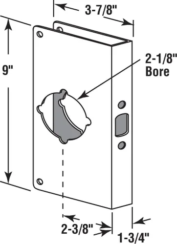 Miniatura 2 de Prime-Line U 9586 - Placa de refuerzo de puerta y cerradura de acero inoxidable para puertas de 1-3/4 pulgadas de grosor, acabado de acero