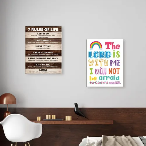 Miniatura 5 de LISTNGBO Lienzo decorativo de pared con versículo bíblico para niños, decoración de pared religiosa cristiana, 12 x 15 pulgadas El Señor está conmigo