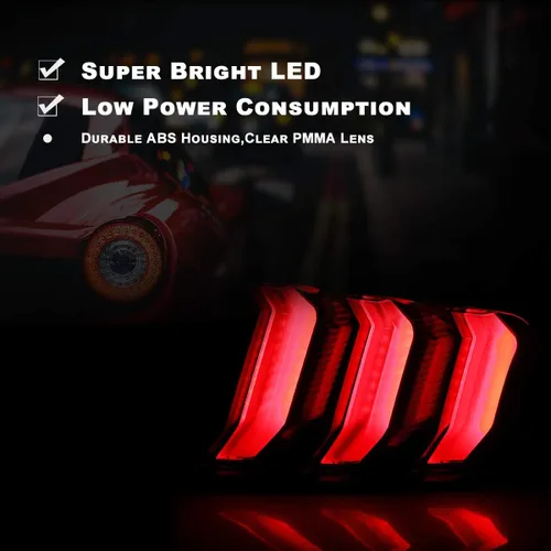 Miniatura 2 de Nixon Offroad Conjunto de luces traseras LED para Ford Mustang 2015-2023, estilo Euro, par de luces traseras LED Mustang con intermitentes