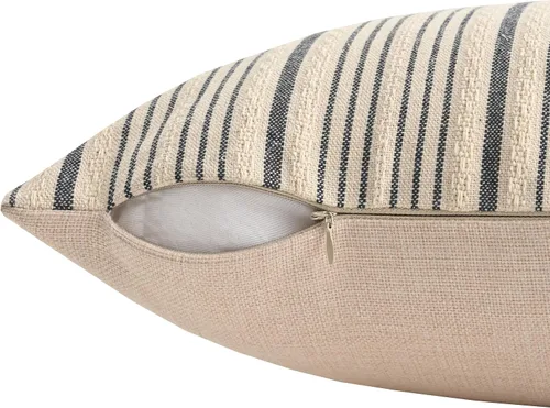 Miniatura 3 de Fundas de almohada negras de lino para granja, fundas de almohada decorativas a rayas para exteriores, fundas de almohada cuadradas para sofá, cama
