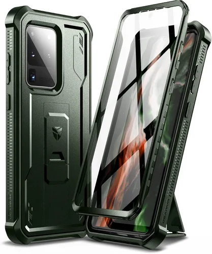 Dexnor Funda de cuerpo completo para Samsung Galaxy S20 Ultra de 6.9 pulgadas, protector de pantalla y soporte integrados, protección de grado