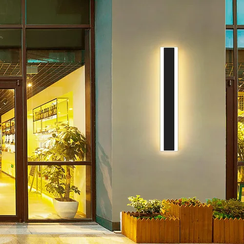 Miniatura 33 de Luz de pared exterior moderna de 47 pulgadas, accesorios de iluminación exterior de acrílico negro de 3000K, montaje en pared, luces de porche