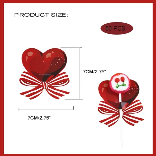 Miniatura 2 de Decoraciones de tarjetas de papel con forma de piruleta de corazón para el día de San Valentín, tarjetero de caramelo para pan de azúcar, paquete