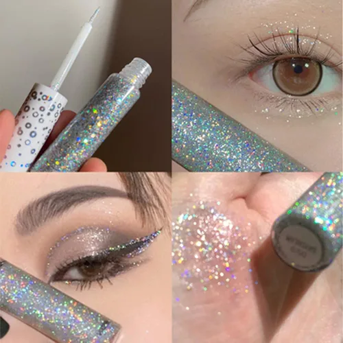 Miniatura 2 de Sombra de ojos y delineador de ojos con purpurina líquida, aspecto de ojos con purpurina metálica, impermeable, de larga duración y de secado #02