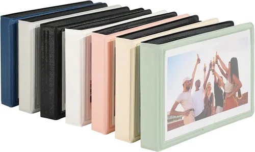 Miniatura 6 de Álbum de fotos pequeño de 4 x 6 pulgadas con capacidad para 28+1 fotografías horizontales, mini libro de fotos de capacidad con cubierta de cuero