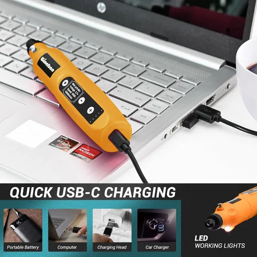 Miniatura 5 de Herramienta giratoria inalámbrica, kit de mini herramientas rotativas de 5 velocidades variables con 70 accesorios, 3.7 V tipo C herramienta