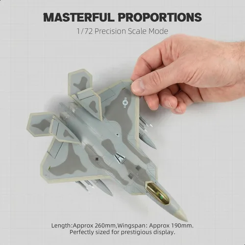 Miniatura 2 de NUOTIE Classic USA F22 Raptor Fighter Attack Pre-Build Modelo 1:72 de aleación de avión fundido a troquel avión modelo de exhibición militar