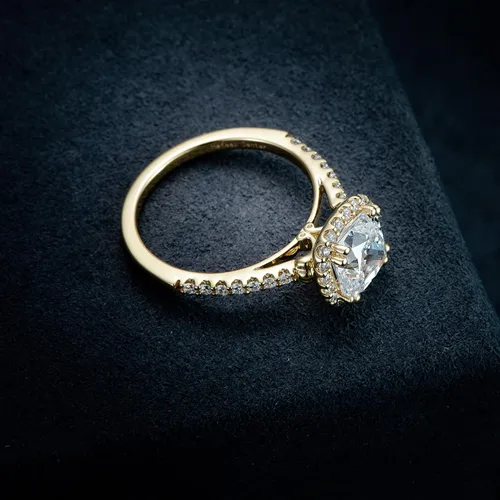 Miniatura 4 de HAFEEZ CENTER Engagement Rings for Women, Promise Rings for Women, Rings, Rings for Women, 2.5ct Cushion Cut Yellow Gold Plated Engagement Rings