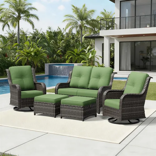 Miniatura 101 de Joyside Juego de sillas de mimbre para patio, juego de 3 piezas de mimbre para exteriores con 2 sillas reposabrazos y 1 mesa auxiliar para terraza