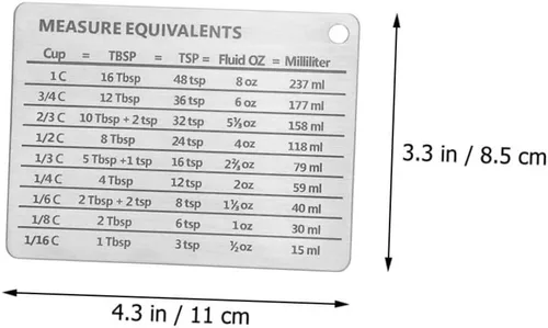 Miniatura 8 de Luxshiny Imán de nevera de acero inoxidable Gráfico de equivalentes de medida pequeña Cocina Conversor de medidas de imán. Conversor de mediciones
