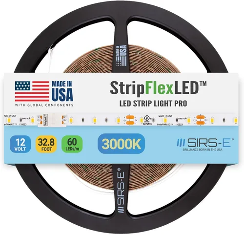 Miniatura 12 de SIRS-E StripFlexLED - Tira de luces LED blancas, 12 V, 60 LEDs/m, 2700 K, blanco cálido, 16.4 pies (16.4 ft), certificación UL, fabricada en Estados