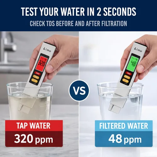 Miniatura 3 de Pruebador de agua profesional para agua potable - Medidor TDS digital preciso (0-9999 ppm) - Lectura instantánea de 1 segundo