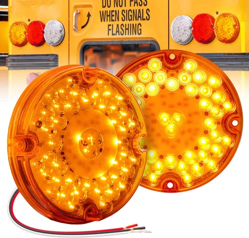 Miniatura 9 de TRUE MODS - Luz trasera redonda de freno de 47 LED de 7 pulgadas para autobús escolar, transporte de residuos de vehículos de tránsito