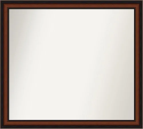 Miniatura 415 de Amanti Art Espejo de pared personalizado no biselado (24 x 27 pulgadas), marco estrecho de nogal chipre - varios tamaños personalizados - Espejo