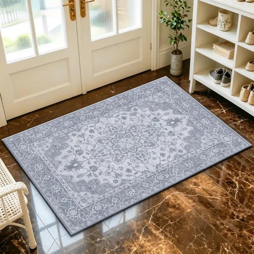 Miniatura 19 de Ukeler - Alfombra rústica con diseño floral para sala, dormitorio, comedor, Country rústico, Azul (luxury blue)