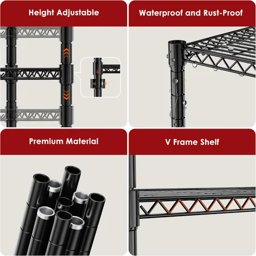 Miniatura 3 de Simple Deluxe Estante de almacenamiento ajustable resistente de 3 niveles con ruedas, 23.23 pulgadas de ancho x 13.39 pulgadas de profundidad x