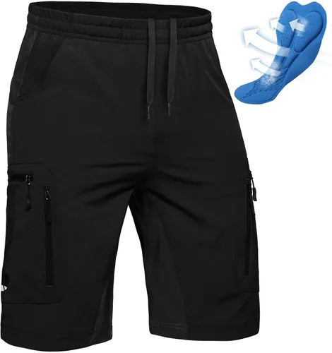 Ally Pantalones cortos de ciclismo de montaña para hombre, acolchados en 4D, ligeros, holgados, con bolsillos con cremallera, para ciclismo,