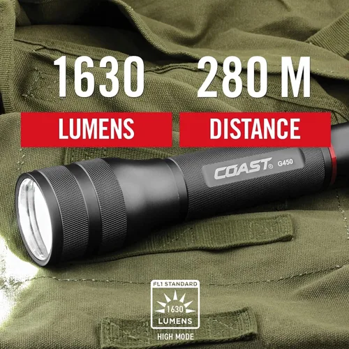 Miniatura 6 de Coast G450 1630 Lumen Twist Focus con tecnología Pure Beam y Bulls-Eye Spot Beam color negro