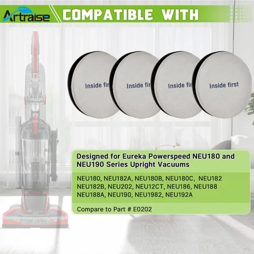 Miniatura 2 de Filtros de vacío Artriase E0202 para Eureka NEU180 NEU180C NEU181 NEU182A NEU182B NEU12CT NEU186 NEU188 NEU188A NEU190 NEU192A NEU202 NEU280