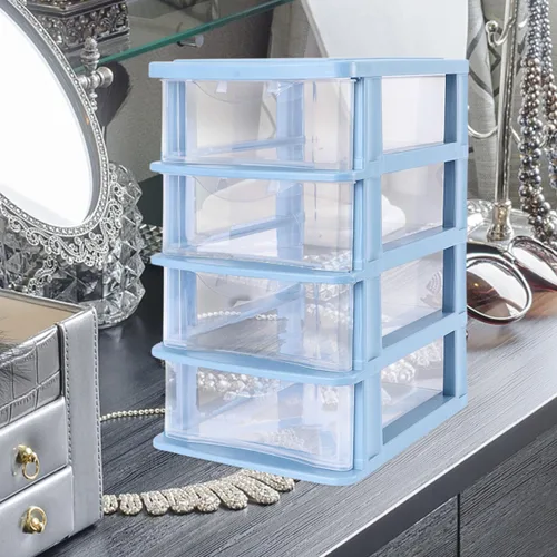 Miniatura 7 de NUOBESTY Cajones de almacenamiento de plástico, 12 x 6.88 x 5.31 pulgadas, pequeño cajón de almacenamiento de escritorio, organizador de maquillaje