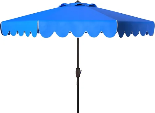 Miniatura 8 de Safavieh PAT8010A Collection Venice - Paraguas con botón inclinable para exteriores, con manivela de 9 pies, color azul marino y blanco