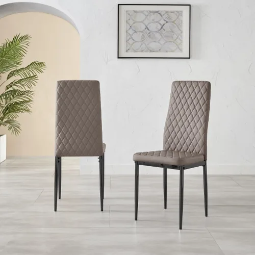 Miniatura 5 de Furniturebox UK Milan - Juego de 4 sillas de comedor de alta calidad, contemporáneas y lujosas, asientos de comedor de piel sintética de diamante