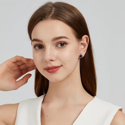 Miniatura 68 de Natural Stone Stud Earrings for Women 8mm Sterling Silver Genuine Gemstone Earrings Handmade Sterling Silver Crystal Stud Earrings for Women
