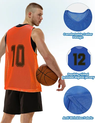 Miniatura 3 de Suhine 48 Piezas Petos para Deportes Doble Fútbol Petos de Entrenamiento Chalecos de Scrimmage de Malla Baloncesto Equipo Práctica Camiseta