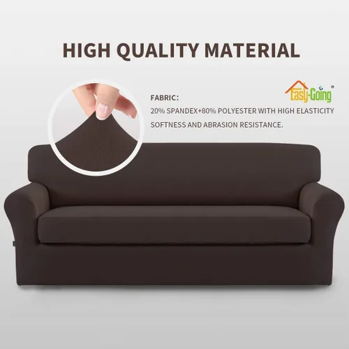 Miniatura 3 de Easy-Going - Funda elástica de microfibra de 2 piezas para sofá, funda suave de elastano, lavable, parte inferior elástica, protector para muebles