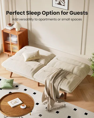 Miniatura 8 de Sofá cama futón de 75 pulgadas, futón 3 en 1 con respaldo y reposabrazos ajustables, sofá cama convertible pequeño plegable con cojín extraíble