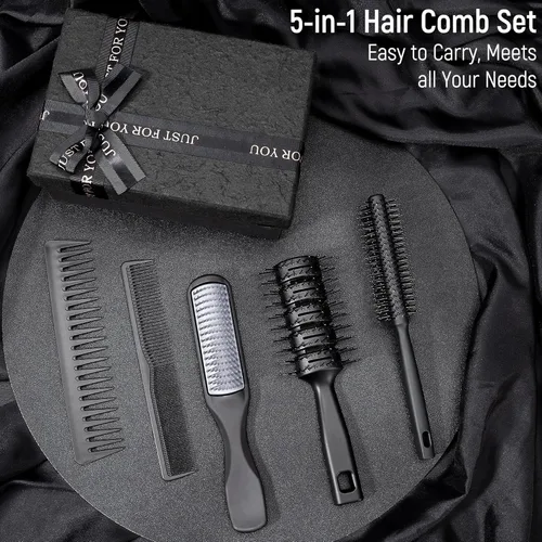 Miniatura 8 de SalonSilk Cepillo de Cabello para Hombres, Juego de 5 Piezas de Cepillo de Cabello y Peine de Peinado para Hombres - Herramientas Profesionales
