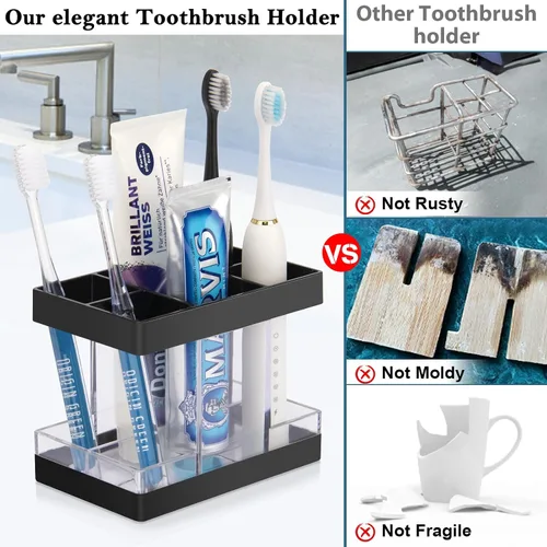 Miniatura 3 de Portacepillos de dientes para baño, organizador de encimera, juego de soportes eléctricos para cepillos de dientes, 5 ranuras para cepillos