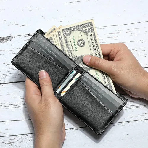 Miniatura 4 de Lanyani Carteras RFID Bifold Simple, Sintético-negro-s, Casual
